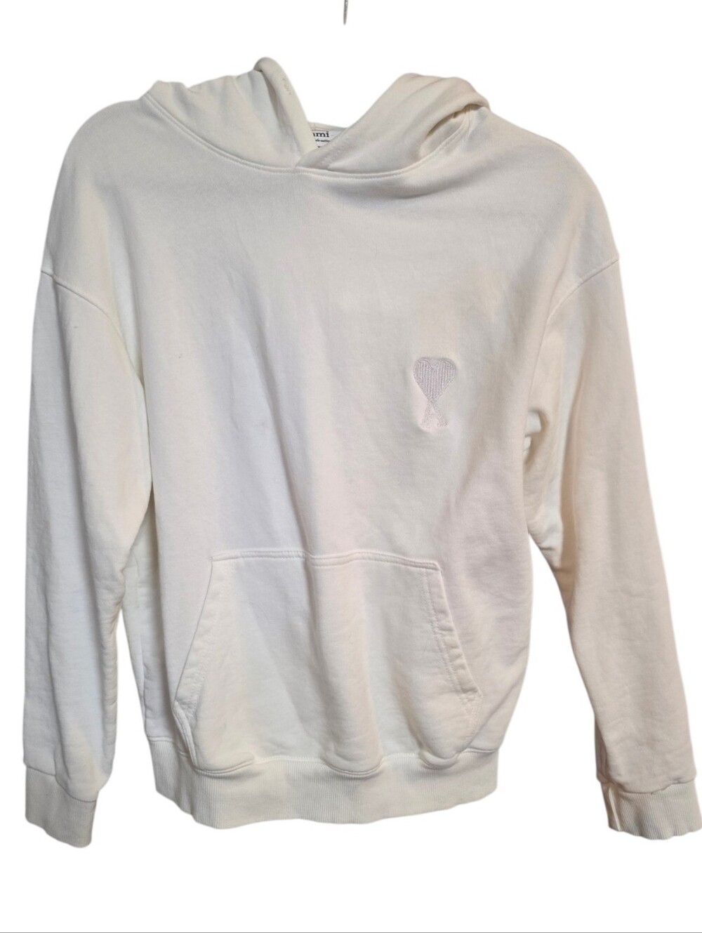 Ami Ivory Unisex Embroidered Hooded Pullover Sweatshirt
